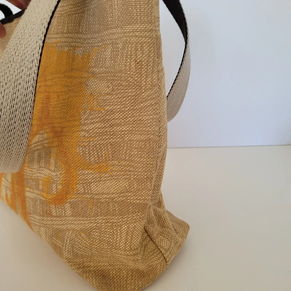 Hunting World Italy Elephant Print Canvas Tote Bag Tan Orange Made in Italy